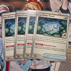 4 Pokemon Antique Cover Fossil Trainer 080/086 Black Bolt White Flare NM Playset - Image 1