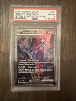 Pokemon TCG Destined Rivals Team Rockets Mewtwo EX Card 231/182 PSA 8 - Image 3