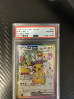 2024 Pokemon SSP En-Surging Sparks Pikachu EX Ultra Rare Card #219 PSA 10 - Image 1