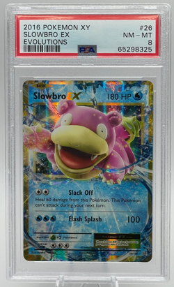 2016 POKEMON XY EVOLUTIONS #26 SLOWBRO EX PSA 8 NM-MT - Image 1