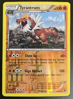 Tyrantrum 62/111 XY Reverse Holofoil Pokemon TCG Damaged - Image 1