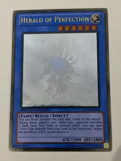 Yugioh - Herald of Perfection - Limited Edition Ghost Gold Rare NM - Free Holo - Image 1