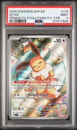 Eevee #173 Prismatic Evolutions ETB Pokemon Center Promo Pokemon Card PSA 9 - Image 1