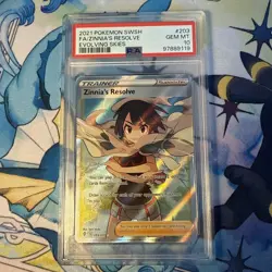 2021 POKEMON SWORD & SHIELD EVOLVING SKIES 203 ZINNIA'S RESOLVE PSA 10 GEM MINT - Image 1