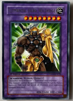 YuGiOh! ELEMENTAL HERO WILDEDGE Card Lightly Played 1st Edition DP03-EN010 - Image 1