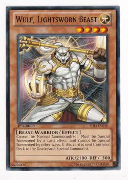 Yugioh Wulf, Lightsworn Beast SDLI-EN010 Common 1st Ed LP - Image 1