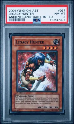 Yugioh 2004 Legacy Hunter AST-067 1st Ed Super Rare Ancient Sanctuary PSA 8 - Image 1