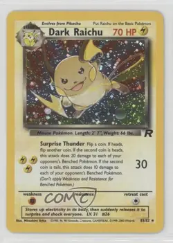 Dark Raichu Holo Pokemon Team Rocket #83 2000 0m1w - Image 1