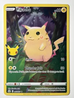 Pikachu 5/25 Pokemon Celebrations 25th Anniversary Base Set Full Art Card NM - Image 1