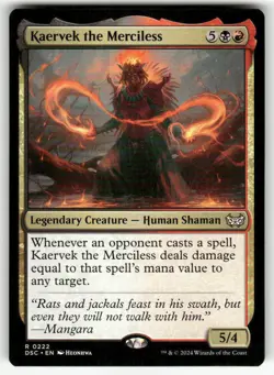 KAERVEK THE MERCILESS #222 (RARE) MTG COMMANDER: DUSKMOURN: HOUSE OF HORROR - Image 1