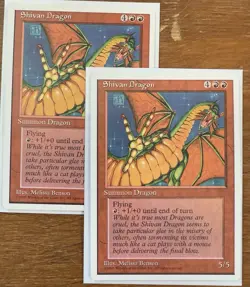 Vintage Magic The Gathering- SHIVAN DRAGON 4th Edition X2 Private Sale - Image 1