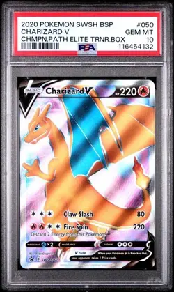 PSA 10 2020 Pokemon SWSH050 PROMO Champions Path Charizard V Full Art Gem Mint - Image 1