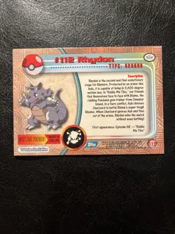 Pokemon Topps Card - Rhydon #112 Non Holo TV Animation Edition Blue Label - Image 2