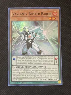 YuGiOh! - Vaylantz Buster Baron TAMA-EN005 Super Rare 1st Edition Near Mint - Image 1