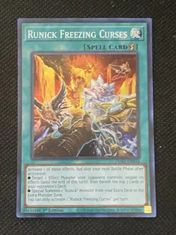 YuGiOh! - Runick Freezing Curses TAMA-EN033 Super Rare 1st Edition Near Mint - Image 1