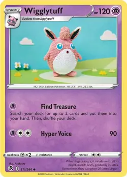 Wigglytuff 111/264 NM / M - Asako Ito Crocheted Art - Fusion Strike Pokemon Card - Image 1