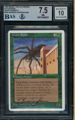 1995 MTG 4th Edition #249 Giant Spider Sandra Everingham Signed BGS 7.5 AUTO 10 - Image 1