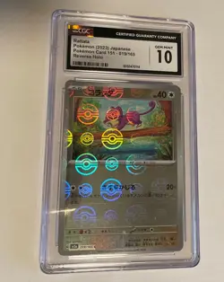 CGC Pristine 10 Rattata 019/165 Japanese Pokeball Reverse Holo Pokemon - Image 1