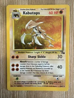 Kabutops 9/62 Pokemon TCG Unlimited Fossil Holo Rare WOTC - LP - Image 1