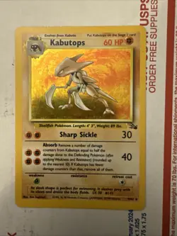 Kabutops 9/62 Pokemon TCG Unlimited Fossil Holo Rare WOTC - LP - Image 1