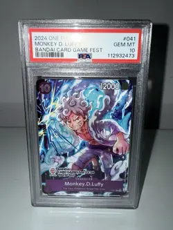One Piece TCG Monkey D Luffy Bandai Card Game Fest English P-041 PSA 10 Gem Mint - Image 1