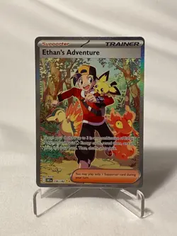 Pokemon TCG Destined Rivals Ethan's Adventure Full Art Trainer Card 236/182 - Image 1