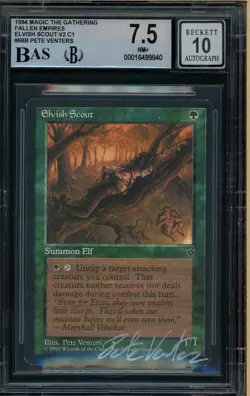 1994 MTG Fallen Empires #68B Elvish Scout Pete Venters Signed BGS 7.5 AUTO 10 - Image 1