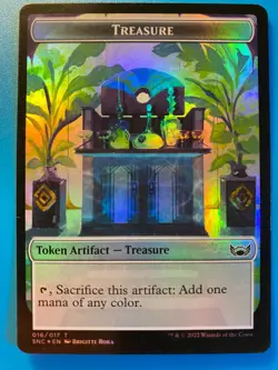 MTG 1x FOIL Treasure / Rhino Warrior Token Streets of New Capenna Magic x1 NM - Image 1
