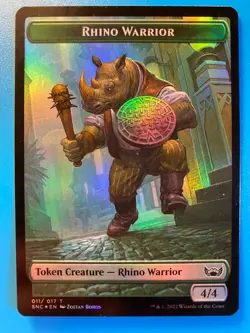 MTG 1x FOIL Treasure / Rhino Warrior Token Streets of New Capenna Magic x1 NM - Image 2