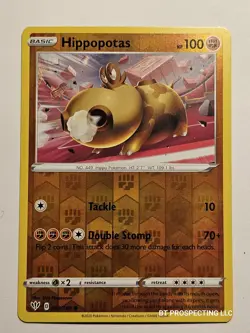 2020 Pokemon Sword & Shield Darkness Ablaze Hippopotas 93/189 Reverse Holo - Image 1
