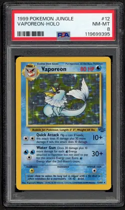 1999 POKEMON JUNGLE #12 VAPOREON HOLO RARE PSA 8 NM MINT - Image 1