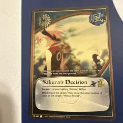 Sakura's Decision Ultra Rare LP 1st Edition 3 Dots Naruto CCG Card - Image 1