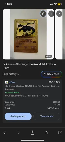 Shining Charizard 107/105 Gold Card Pokemon Card 1st Edition Neo Destiny TCG VGC - Image 1