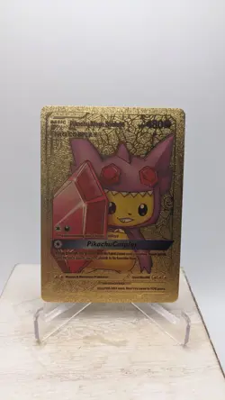 Nintendo Pokemon Pikachu Cosplay Mega Sableye Gold Foil Metal Holo Fan Art Card - Image 1