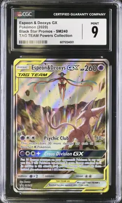 CGC 9 Espeon & Deoxys GX Tag Team Alt Art Promo SM240 Pokemon Card psa - Image 1