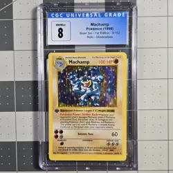 Machamp OC Error 1st Edition Shadowless CGC 8 NM/Mint Pokemon Card Base Set - Image 1