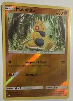 Makuhita 67/149 Rev Reverse Holo Sun & Moon Base SM Pokemon TCG Card NM - Image 2
