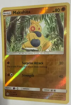 Makuhita 67/149 Rev Reverse Holo Sun & Moon Base SM Pokemon TCG Card NM - Image 3