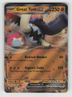 Pokemon - Great Tusk ex - 123/198 Scarlet & Violet Base Set - Double Rare - NM - Image 1