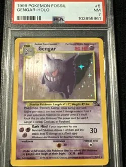 Pokemon TCG Gengar Fossil Holo Card 5/62 Unlimited Rare PSA 7 - Image 1
