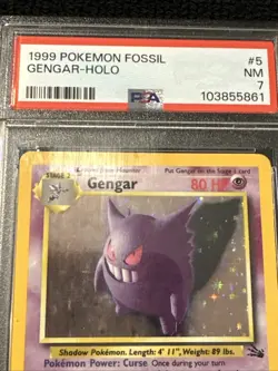 Pokemon TCG Gengar Fossil Holo Card 5/62 Unlimited Rare PSA 7 - Image 2