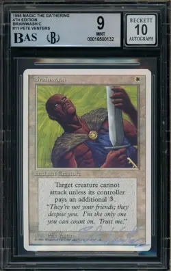 1995 MTG 4th Edition #11 Brainwash Pete Venters Signed BGS 9 AUTO 10 - Image 1