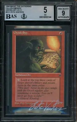 1994 MTG Fallen Empires #61C Orcish Spy Pete Venters Signed BGS 5 AUTO 9 - Image 1