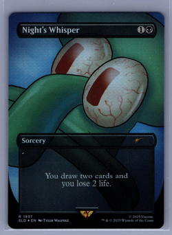 MTG Magic The Gathering SLD Secret Lair Drop Borderless Night's Whisper FOIL - Image 1
