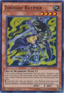 Yugioh! MP Zoodiac Ratpier - RATE-EN014 - Super Rare - 1st Edition Moderately Pl - Image 1
