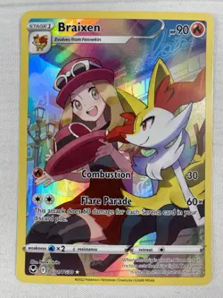 Braixen TG01/TG30 Silver Tempest Trainer Gallery Pokemon Card Holo NM - Image 1