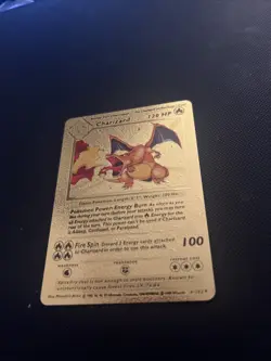 Pokemon Gold Foil Fan Art Card Charizard Hp 120 Classic Style 4/102* - Image 1