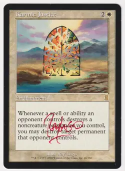 Signed Karmic Justice Proof LP Odyssey Artist Ray Lago 2001 MTG Magic AP Rare! - Image 1