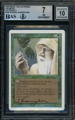 1993 MTG Unlimited #206 Ley Druid Sandra Everingham Signed BGS 7 AUTO 10 - Image 1