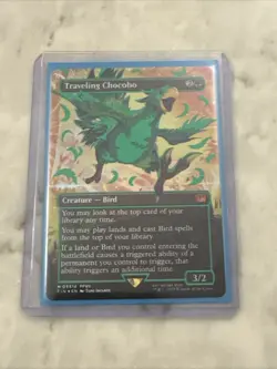 MTG Traveling Chocobo (Borderless) (Neon Ink Green) Final Fantasy Foil FIN 0551d - Image 1
